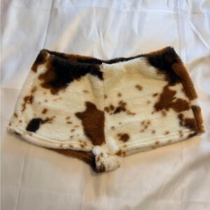 Cow Print Faux Fur Shorts – Size S (US 4)